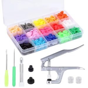 كيت مركب ازرار البلاستيك مع علبة 15 لون