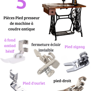 5 Pièces Pied presseur de machine à coudre antique
